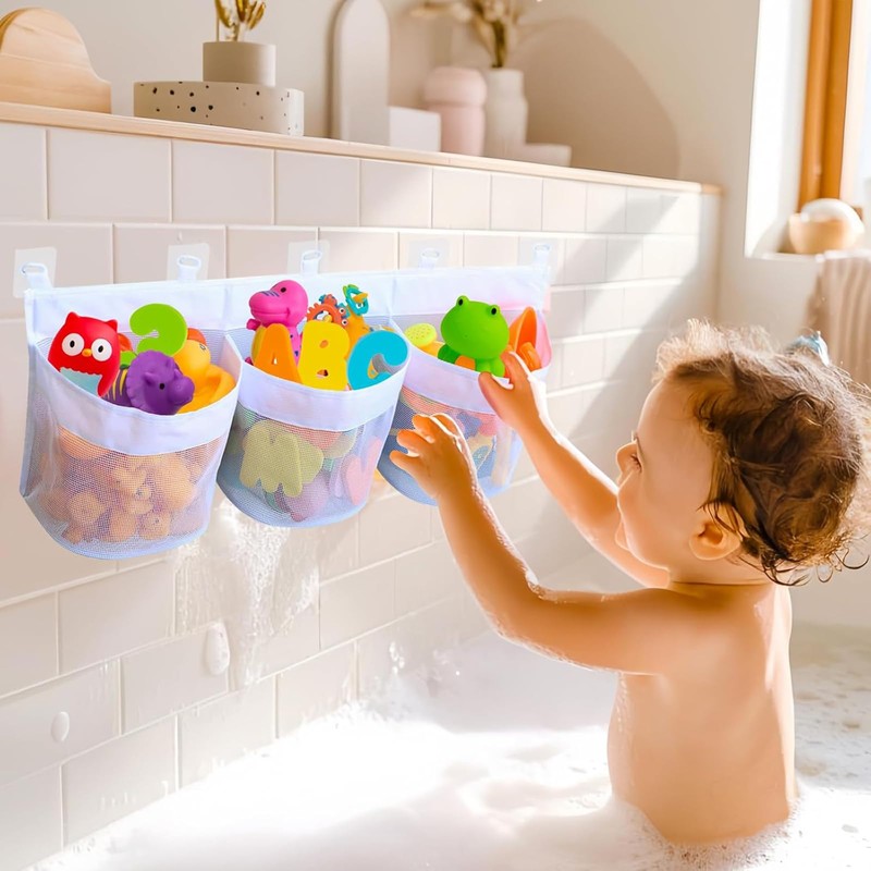 XNBTFK Large Bath Toy Storage Organizer with 3 Compartment Large