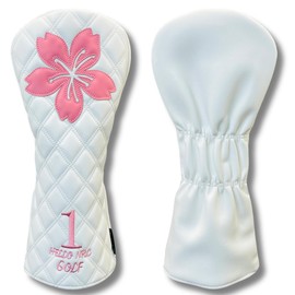 Golf Headcover, Stylish and Cool, Quilted Headcover, Available in 5 Colors, Premium Quilting Material and Sophisticated Design, Adult Style (hibiscus Tropical White, for Drivers)