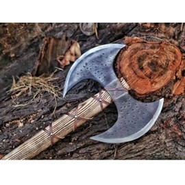 WARIVO KNIFE Custom Handmade Hand-Forged Carbon Steel Hunting Axe Viking Vatchet Tomahawk Axe