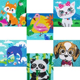 Labeol 6 Pieces 5D Diamond Art Kit for Kids DIY Painting Kit Crystal Easy Painting Art Craft Set for Home 5D Full Drill (Chic)