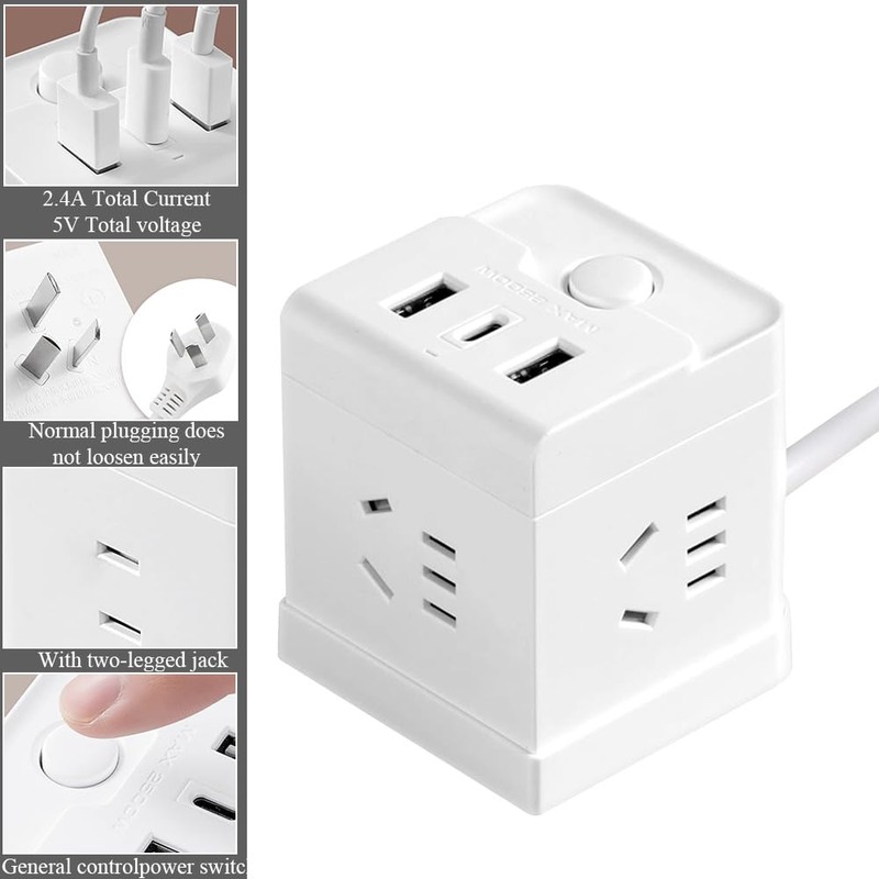 Power Strip with USB, Cube Charging Station Protector, Power Outlet