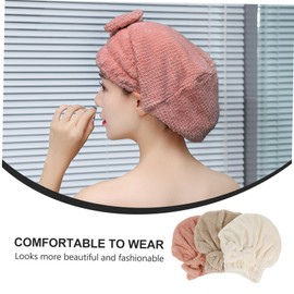 OATIPHO 3Pcs Absorbent Hair Towel Wrap Soft Coral Fleece Hair Drying Cap for Women Quick Dry for Home Travel Salon Gym Spa Pool White Beige Pink