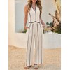 Tankaneo Womens 2 Piece Outfits Linen Sets Sleeveless Button Vest