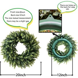 IPLNTS 20” Wreaths for Front Door,Spring and Summer Eucalyptus Wreath,Outdoor Green Door Wreath for All Seasons Porch Living Room Bedroom Window Wall Indoor Outdoor Farmhouse Home Decoration