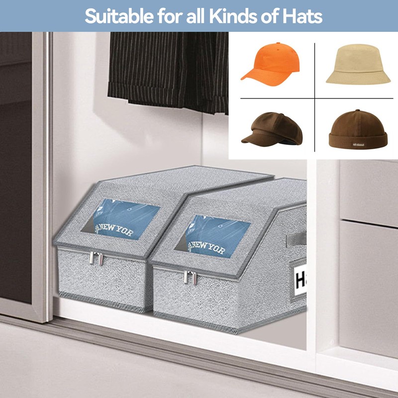 Vurlexat Stackable Hat Organizer for Baseball Caps, 2 Pack Clear