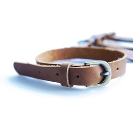 Genuine Leather Straps (4 Pack),Leather Cinch Straps, Multipurpose Quality Hook and Loop Cable Tie Down Straps with Metal Buckle Adjustable Length