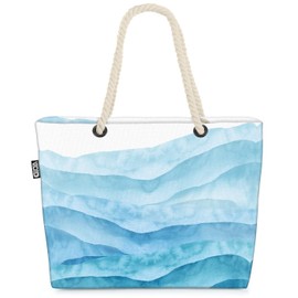 VOID Grafische Wellen Strandtasche Shopper 58x38x16cm 23L XXL Einkaufstasche Tasche Reisetasche Beach Bag