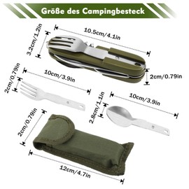 Camping Cutlery Folding Cutlery Outdoor Cutlery Camping Cutlery Folding Cutlery Set Stainless Steel Cutlery 7 in 1 Multifunctional Travel Cutlery with Belt Bag for Camping Outdoor Hiking Travel Picnic