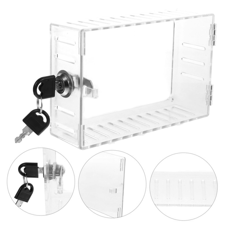 TEHAUX Transparent Wall Mounted Thermostat Lock Box Keyed Protective Cover