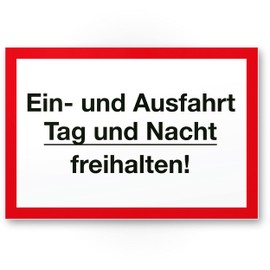 Komma Security Einund Ausfahrt Tag- und Nacht Freihalten Sign, 30 x 20 cm, Sign Driveway – also prohibited against parking – No Parking Holding Prohibition