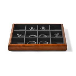 Oirlv Solid Wood 12 Grid Jewelry Organizer Tray Jewelry Drawer Organizer for Rings Earrings Storage Display（Grey）