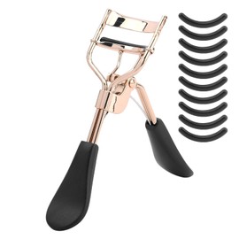 Professionelle Wimpernzange, Wimpernformer mit 10 fortschrittlichen Silikon-Ersatzpads, langlebige Wimpernzange (Farbe: Roségold)