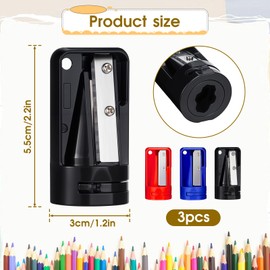 Pack of 3 Carpenter's Pencil Sharpener, Colour Pencil Sharpener, Carpenter's Pencil Sharpener, Carpenter's Pencil, Pencil Cutter for Woodworking, Mixed Colours