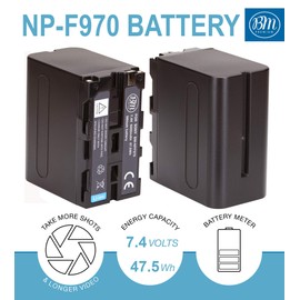 BM Premium NP-F970 High Capacity Battery for Sony PXW-Z150, NEX-EA50M, FDR-AX14K, HDR-AX2000, FX1, FX7, FX1000, HVR-HD1000, Z1U, Z5U, Z7U, HXR-NX5U, MC2000U, MC2500, HXR-NX100 Camcorders