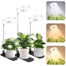LBW Grow Light for Indoor Plants, Height Adjustable Plant Grow Lamp with Auto On/Off Timer 6/8/12/16H, 3 Colors,5 Dimmable Brightness, for Small Plants, White, 3 Packs
