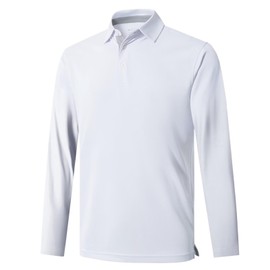 M MAELREG Long Sleeve Polo Shirts for Men Pique Dry Fit Performance Wicking Active Casual Collared Mens Golf Shirts