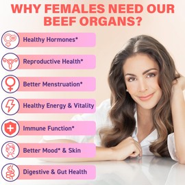 (180 Gummies) Beef Organ Supplement for Women - 5300mg Beef Liver, Kidney, Uterus & 10 More, for Hormone Balance, Menstruation, Energy, Immunity, Gut & Skin Health - 100% Grass Fed & Pasture Raise