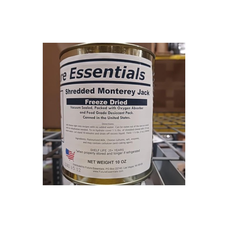 Future Essentials Freeze Dried Shredded Monterey Jack Cheese 25 Year