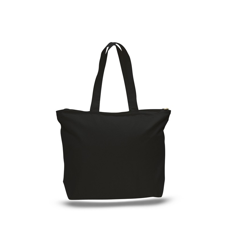 Heavy Duty Canvas Tote Bag w/Zipper Closure on Top and
