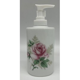 Soap Dispenser - White Porcelain Decorated (Roses)