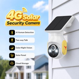 LinkSear 4G LTE Cellular Solar Security Camera Wireless Outdoor, No WiFi
