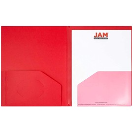 JAM PAPER Heavy Duty Plastic Multi Pocket Folders - 10 Pocket - Red - Sold Individually