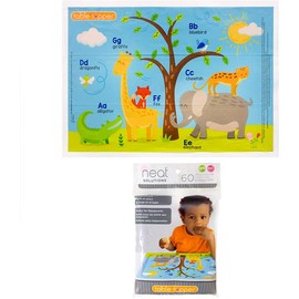 Neat Solutions Table Topper Disposable Stick-on Placemats in Reusable Package, Gender Neutral, 12" x 18", 60 Count (Pack of 1) (Styles May Vary)