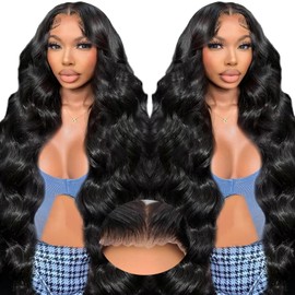 litmisr 30 Inch Wear And Go Glueless Wigs Human Hair Pre Plucked Pre Cut 220% Density Lace Front Wigs Human Hair 9x6 Closure Body Wave Wig Human Hair Pre Bleached Long Black Wig for Women