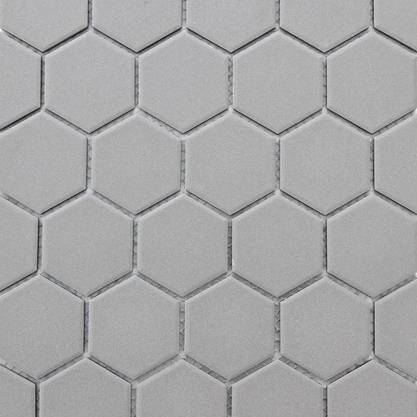 District II 2" Hexagon Matte Grey Porcelain Mosaic Floor Tile