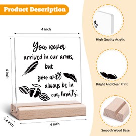 Miscarriage Gift Acrylic Plaque Infant Loss Gift for Mothers Loss of Baby Memorial Keepsake Clear Desk Decorative Child Remembrance Sympathy Acrylic Plaque with Wooden Stand Office Decor