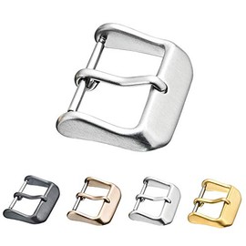STUNNING SELECTION Alpine Replacement Steel Buckle for Watch Bands - Leather Watch Straps Clasp in 16mm, 18mm, 20mm, 22mm, 24mm, 26mm - Silver, Black, Rose Gold, Yellow Color (22MM, SILVER)