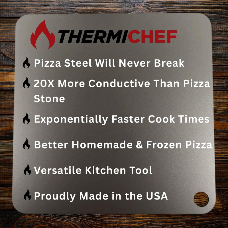 ThermiChef 14" by 14" Pizza Steel (3/8" Deluxe Thickness) -