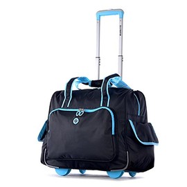 Olympia Deluxe Fashion Rolling Overnighter, Black Blue