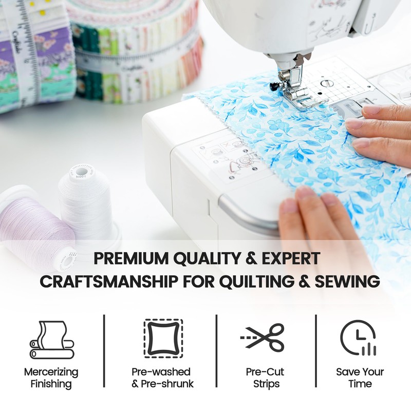 Craftido-18 Options-100% Cotton Jelly Roll Fabric Precut Strips for Quilting,