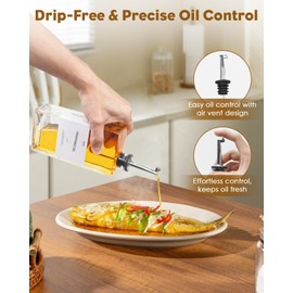 Olive Oil Dispenser For Kitchen, Glass Oil Bottle 17 Oz Oil And Vinegar Dispenser Set Of 2,Cooking Oil Dispenser & With 2 Stainless Steel Pourers, 44 Labels, Soy Sauce Dispenser,Coffee Syrup Bottles