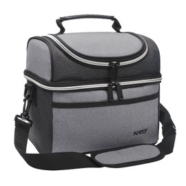 Tirrinia Insulated Lunch Bag, Leakproof Thermal Bento Lunch Box Tote for Women, Men, Adults Work Office Cooler Bag, 10.2" x 7.5" x 9", Gray