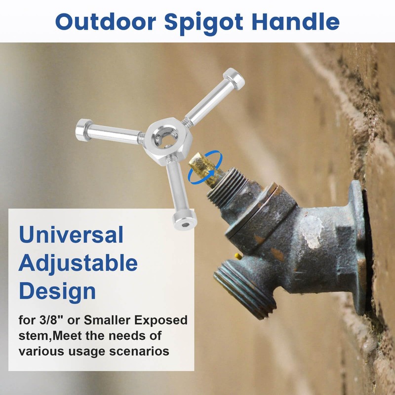 QCG Adjustable Water Shut Off Replacement Handle, Universal Outdoor Faucet