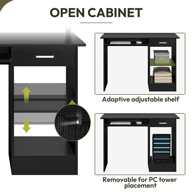Yaheetech Home Office Wood Computer Desk with Drawers and Pull-Out