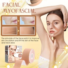 LURNODY Face Lifting Tape, 2.5cm×5m Atmungsaktives Facelifting Muskelband, Gesichtstape Gegen Falten, Multifunktional Myofasziales Gesichtstraffungsband für Straffung und Straffung der Haut