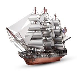 Piececool 3D Metal Puzzles for Adults,USS Constitution Ship Model Kits,3D Watercraft Model Building Kit,Best Gift for Family Time
