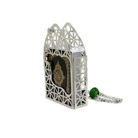 Islam Car Rear Mirror Mini Hangers - Islamic Ornament Al-Quran Ramadan Eid Muslim Car Décor Hanging Charm Decor Interior Accessories (Silver - Black)
