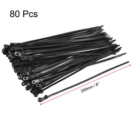 sourcing map Mount Head Cable Zip Ties 8 Inch Screw Hole Nylon Wire Strap Black 80pcs