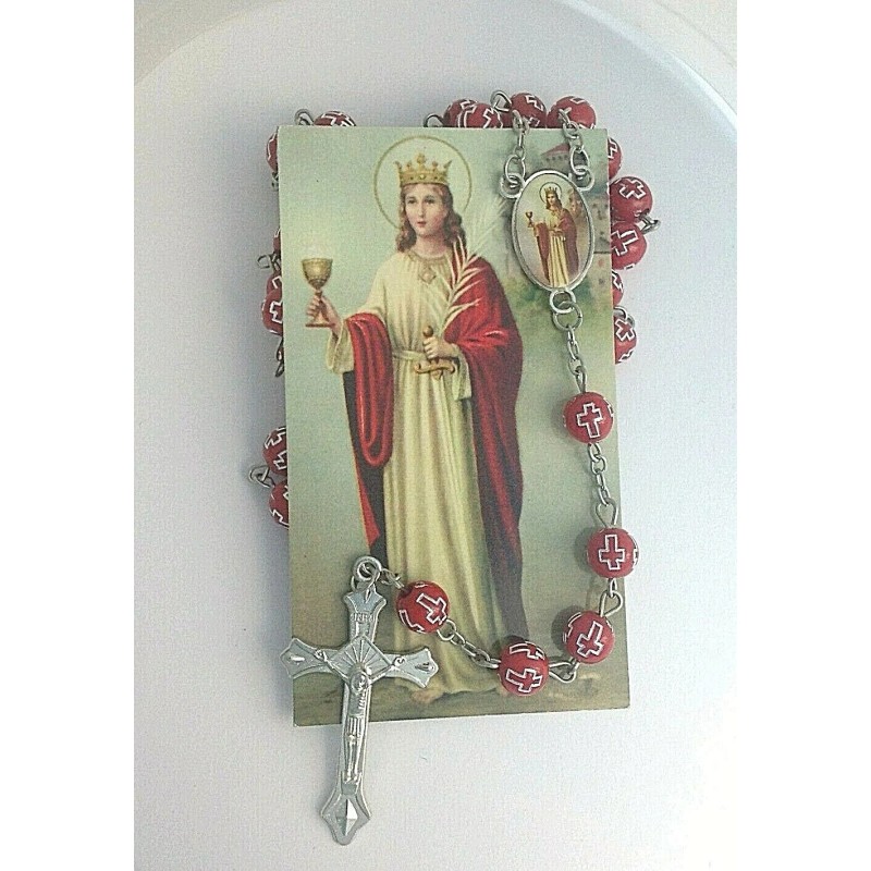 St Barbara Rosary Red Catholic Necklace Santa Barbara Rosario Saint