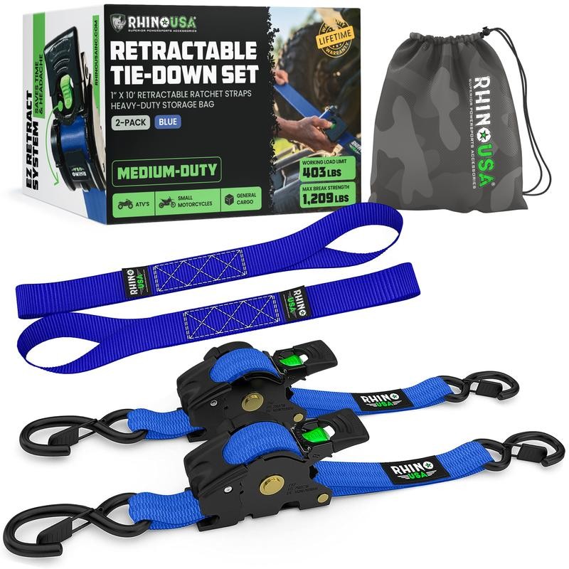 Rhino USA 1" x 10' Retractable Ratchet Straps (select 2