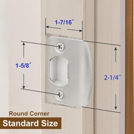 MOSECYOU Standard Door Lock Strike Plate with Spacer Shim, Door Latch Restorer, Universal Security Striker, Repair Kits to Fix Door Won’t Latch in (Satin Nickel)