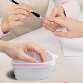 IVON 2pcs Nail Soaking Bowl & 3pcs Cuticle Pusher, Soak Off Gel Polish Remover Manicure Bowl and Rubble Tip Cuticle Pusher