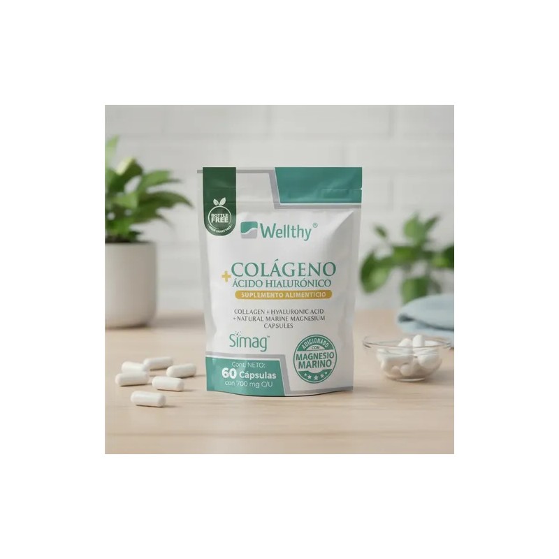 Colageno Y Acido Hialuronico Con Magnesio Marino 60caps Se