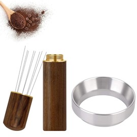 Hinapan Espresso Dosing Funnel, with 6 Stainless Steel Needles, Coffee Dosing Ring 51 mm Accessories, Coffee Dosing Ring Made of Stainless Steel, Espresso Distribution Tool, Pack of 1