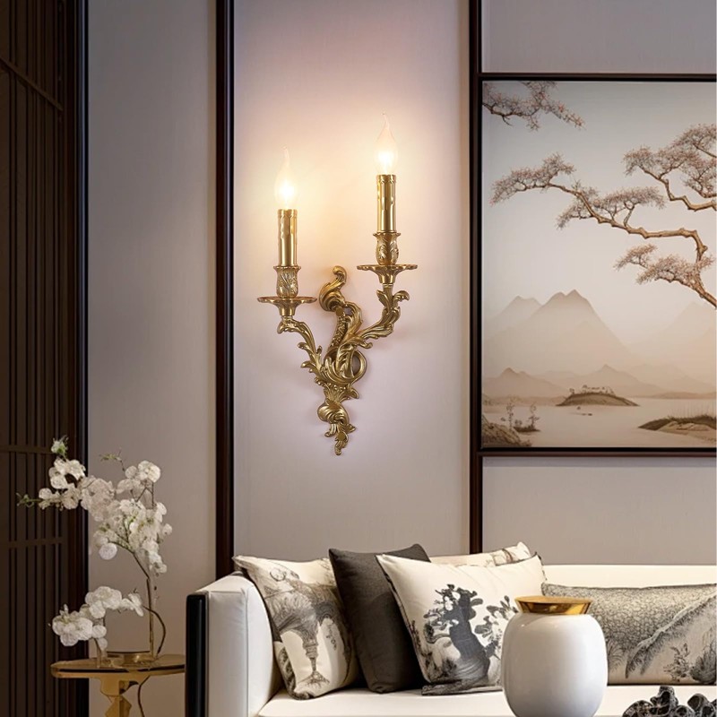 XYDikssn Rustic Brass Wall Sconce French Wall Light Fixture Retro