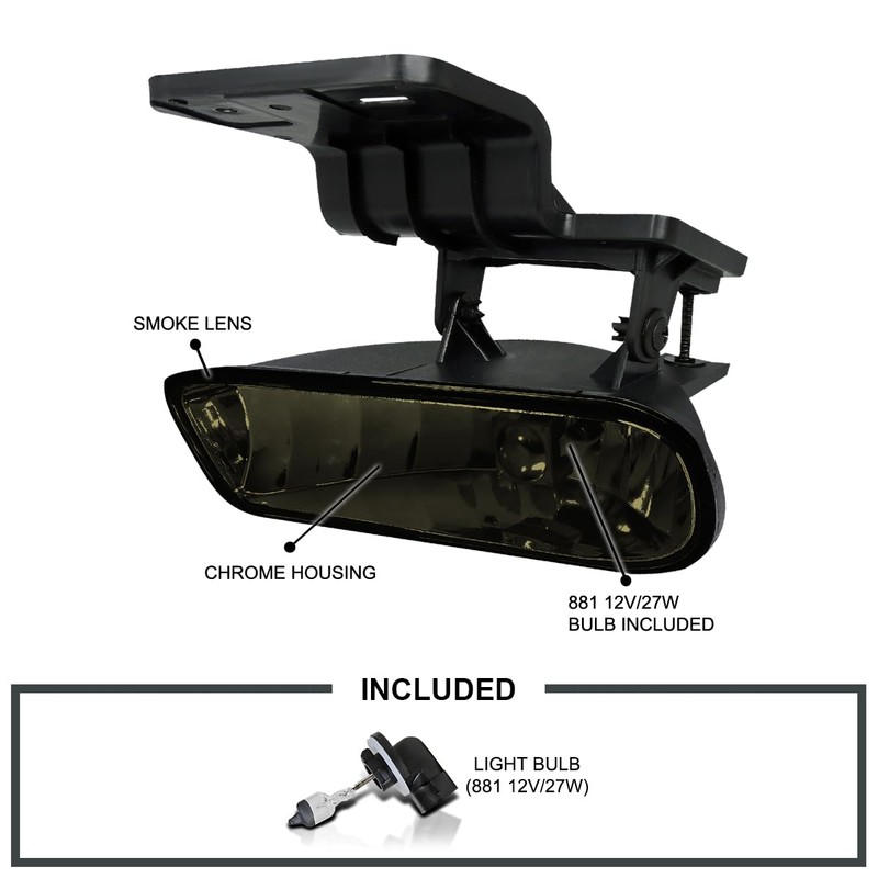 Spec-D Tuning Smoke Driving Fog Lights + Bulbs Compatible with